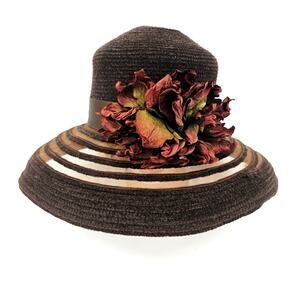 Derby Fascinator Floral Bowler & Wide Brim Dress Hat Wedding Church Brown Fall